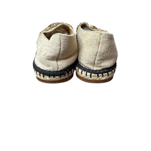 Brian Atwood Hardesty Canvas Rhinestone Capped Woven Espadrile Flat Sz: 6 - Picture 3 of 10